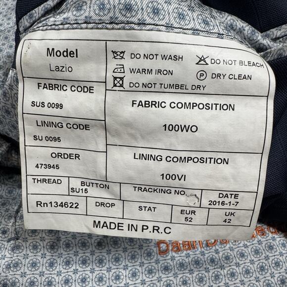 SUITSUPPLY Wool Vitale Barberis Blue Two Button Lazio Blazer Sz 42 Windowpane - Picture 12 of 16